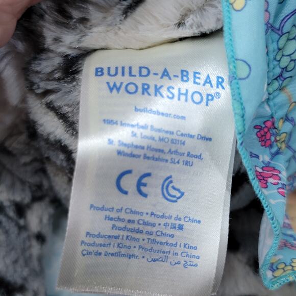 BAB Build-A-Bear Grey & White Snow Leopard in Blue Dress (NO shoes) w/ Tag - Picture 5 of 6